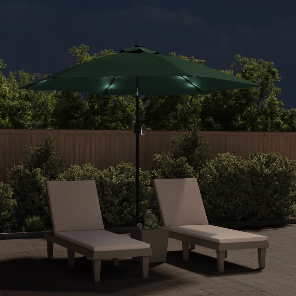 Parasol met LED-verlichting en stalen paal 300 cm