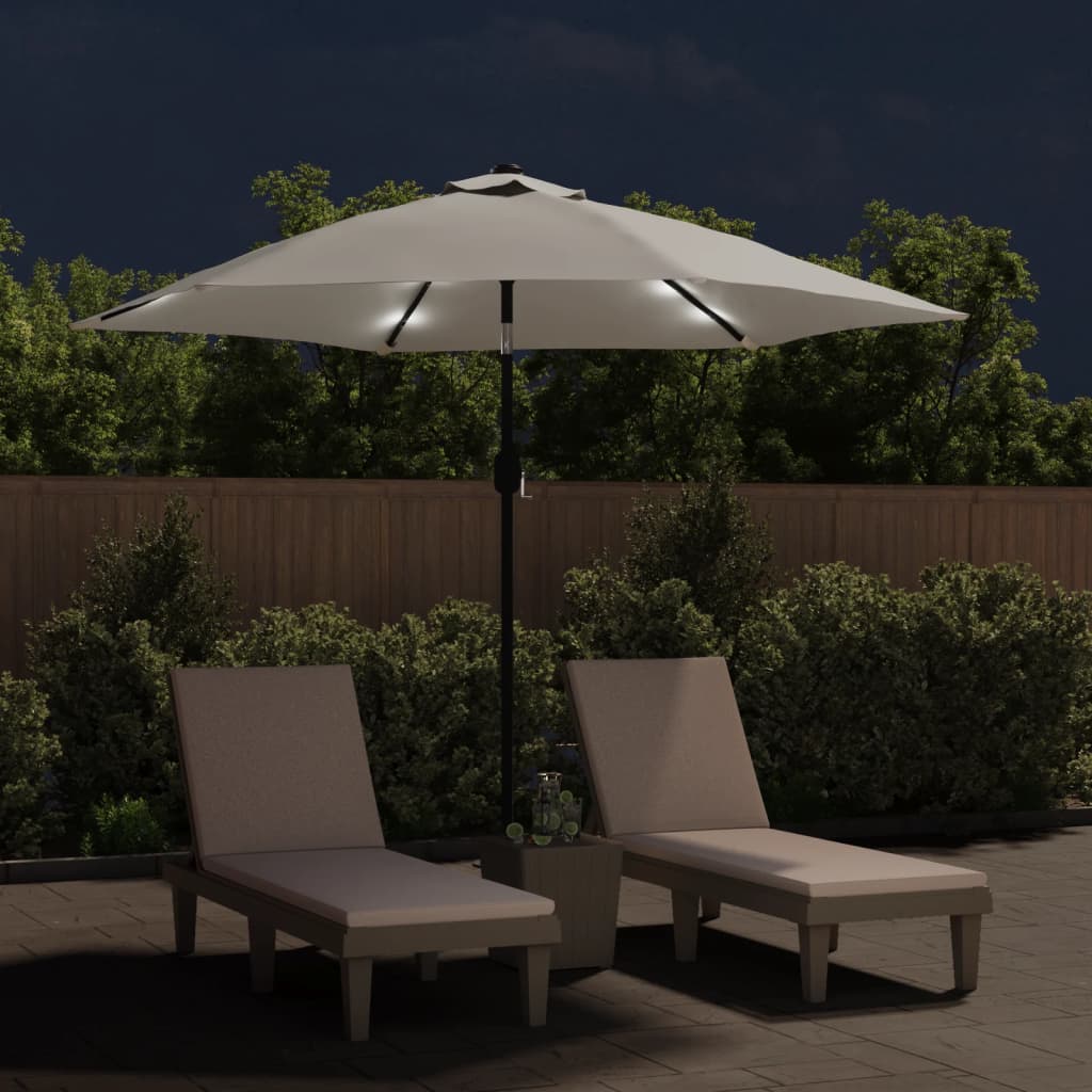 Parasol met LED-verlichting en stalen paal 300 cm