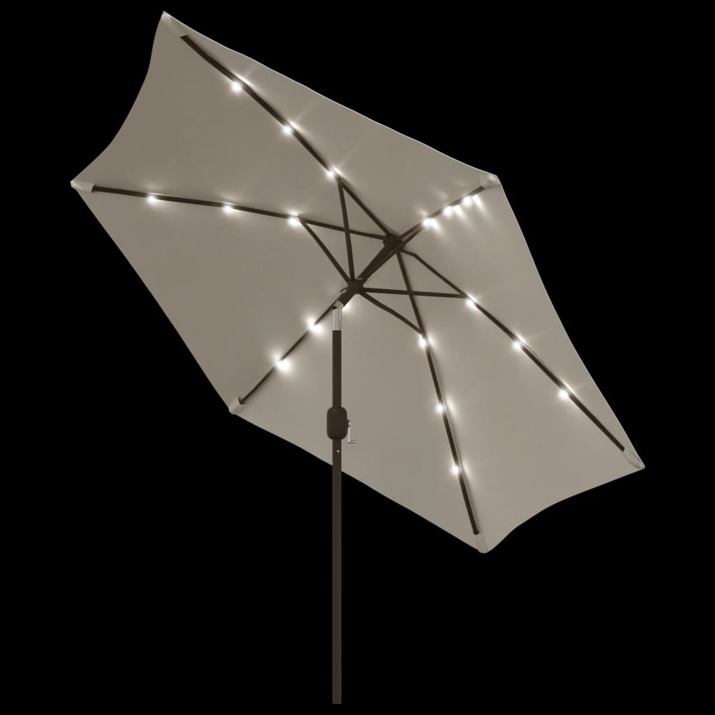 Parasol met LED-verlichting en stalen paal 300 cm