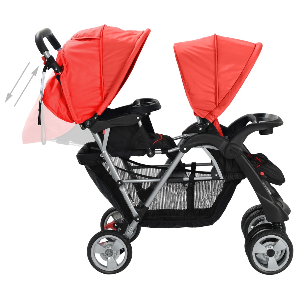 Kinderwagen dubbel staal en zwart