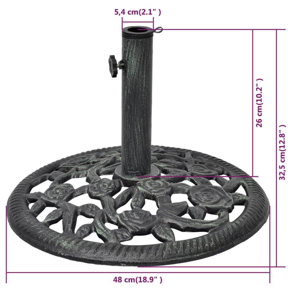 Parasolvoet 12 kg 48 cm gietijzer bronskleurig