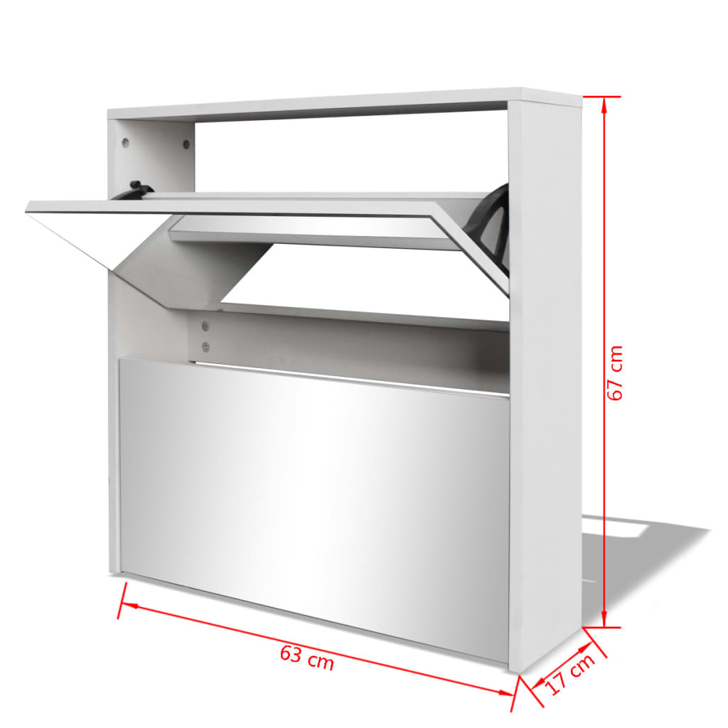 Schoenenkast met spiegel 2-laags 63x17x67 cm