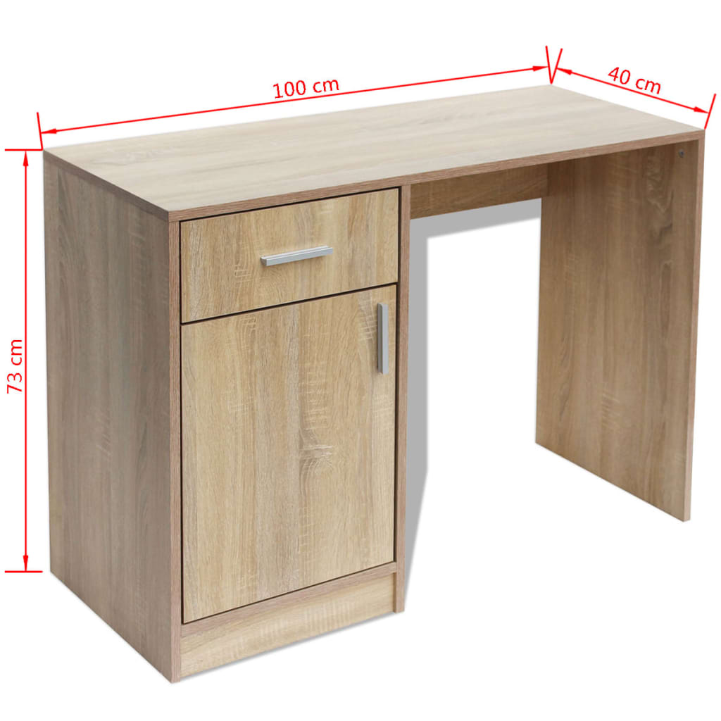 Bureau met kast en lade 100x40x73 cm bewerkt hout