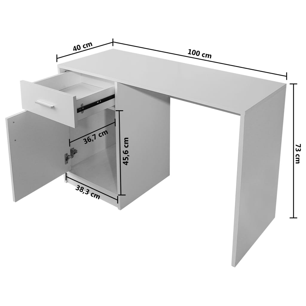 Bureau met kast en lade 100x40x73 cm bewerkt hout