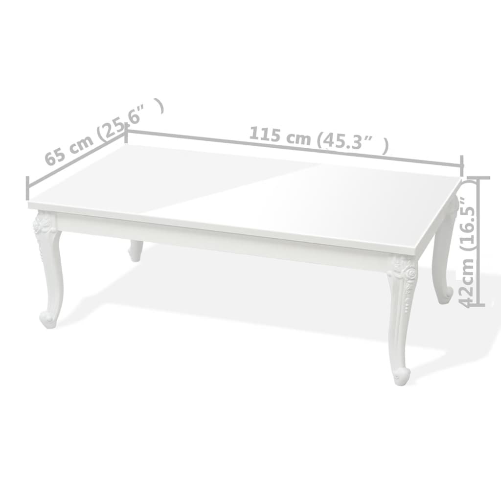 Salontafel 100 x 60 x 42 cm hoogglans wit