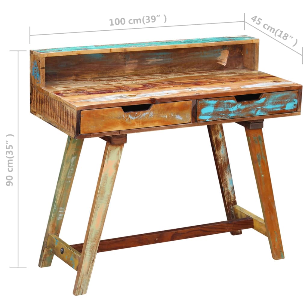 Bureau 100x45x90 cm massief ruw mangohout