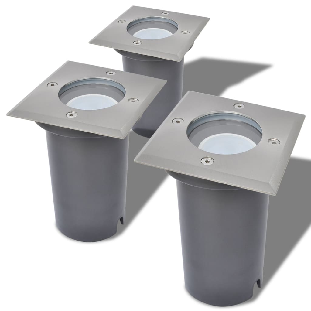 LED-Grondspots buiten 3 stuks vierkant