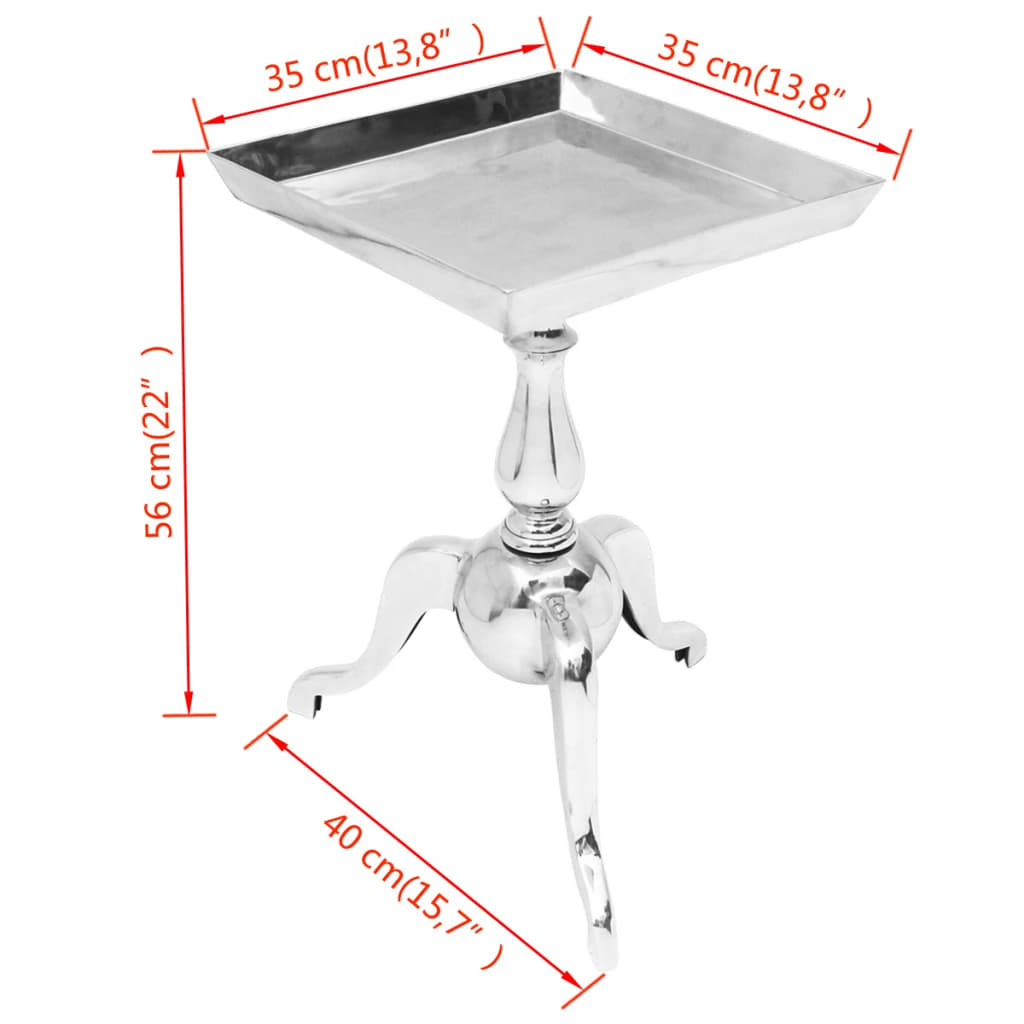 Bijzettafel vierkant aluminium zilver