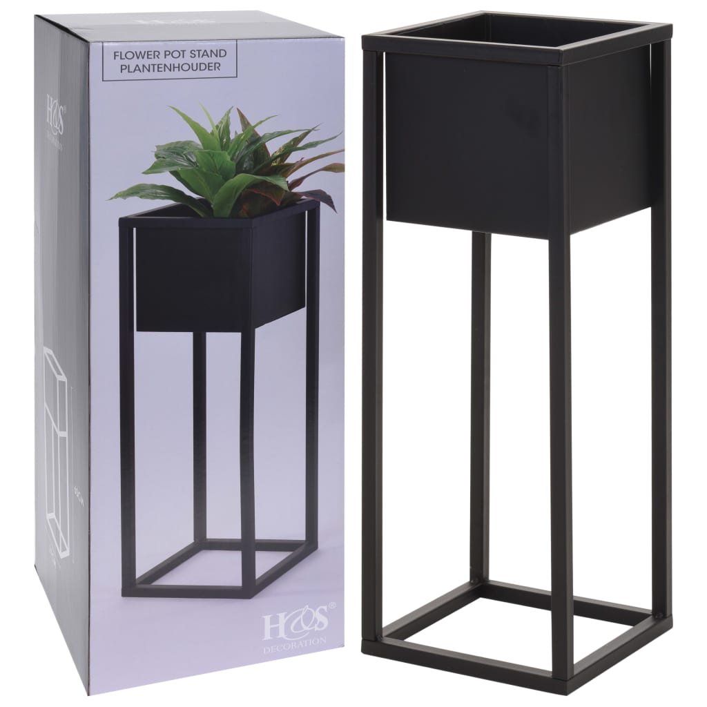 H&S Collection Bloempot op standaard 50 cm metaal zwart