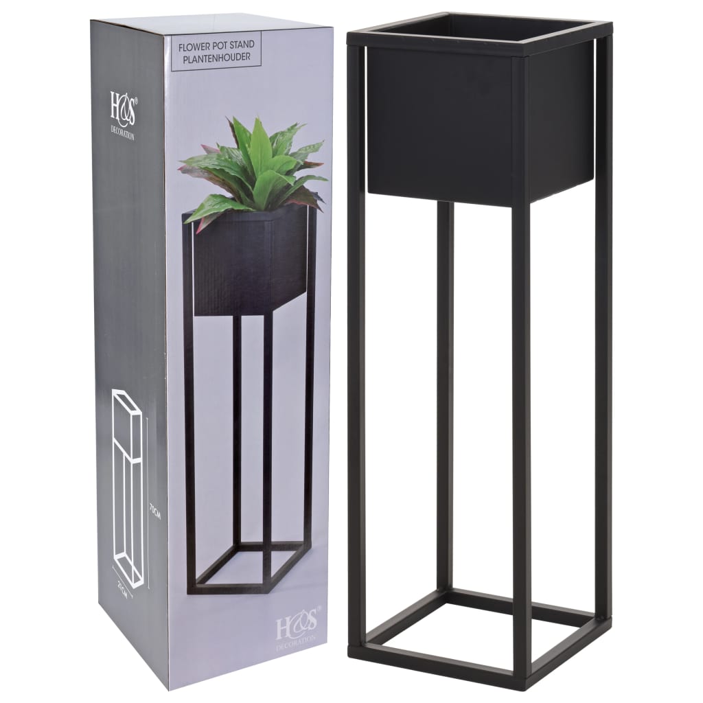 H&S Collection Bloempot op standaard 50 cm metaal zwart