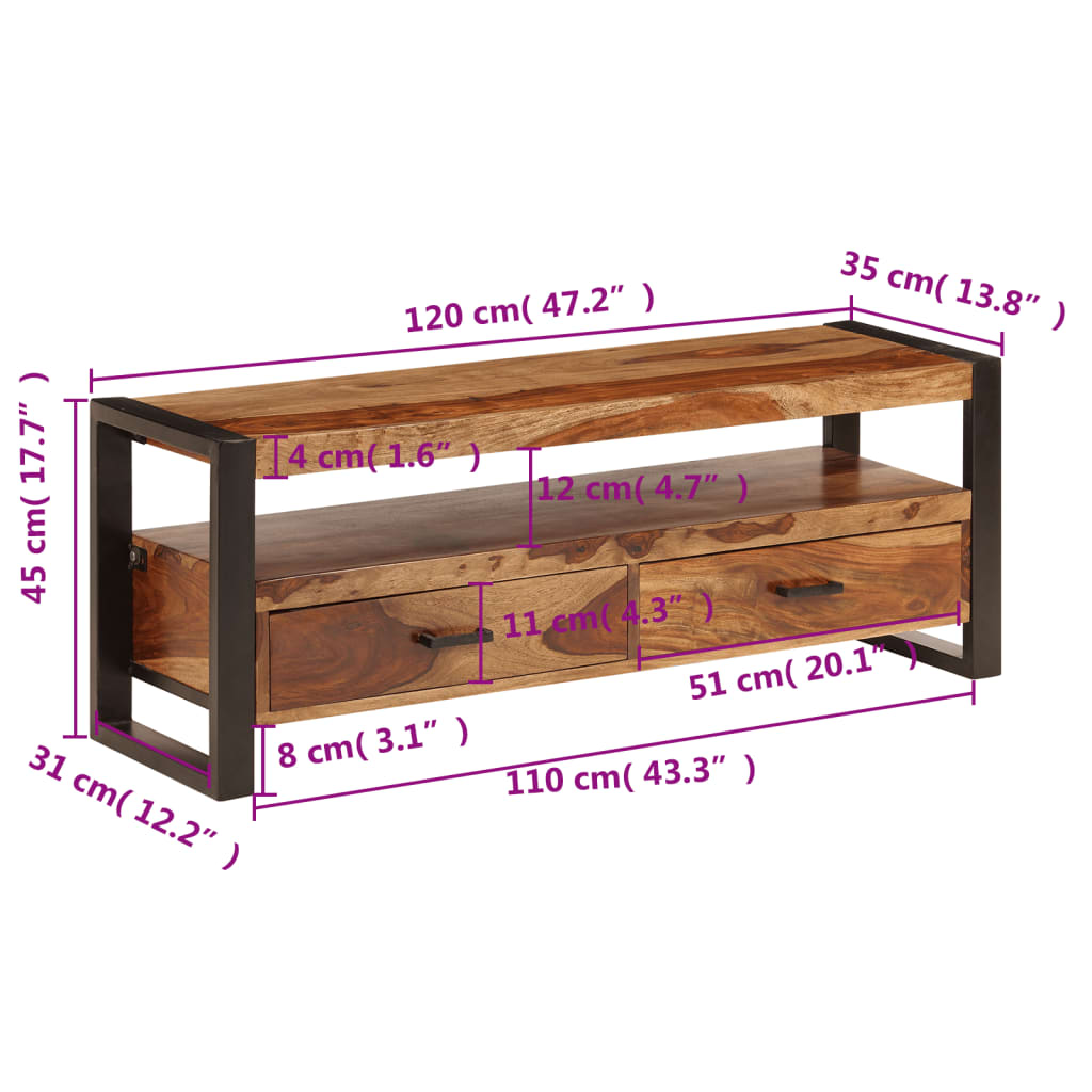 Tv-meubel 120x35x45 cm hout met honingkleurige afwerking