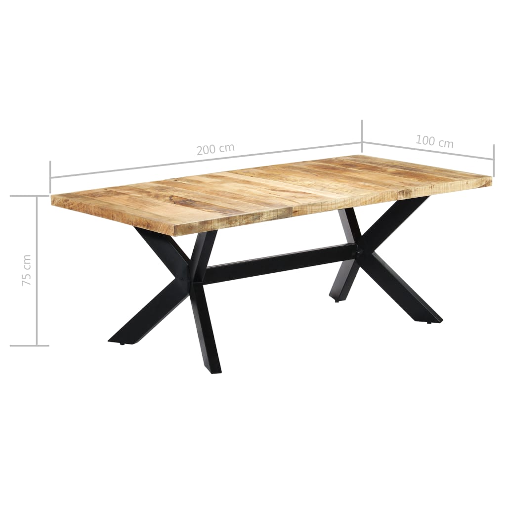 Eettafel 160x80x75 cm massief ruw mangohout