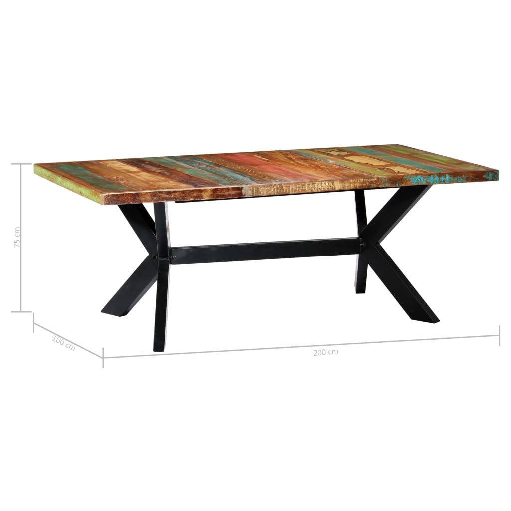 Eettafel 200x100x75 cm massief mangohout