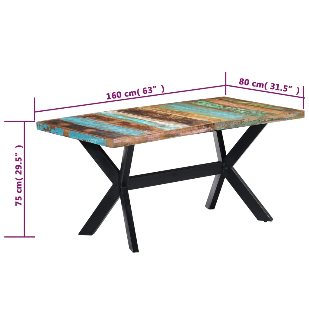 Eettafel 200x100x75 cm massief mangohout