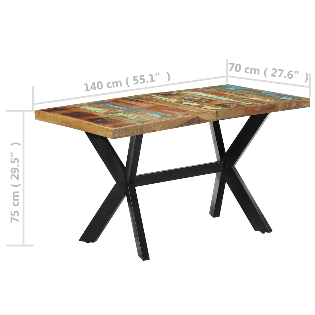 Eettafel 160x80x75 cm massief ruw mangohout