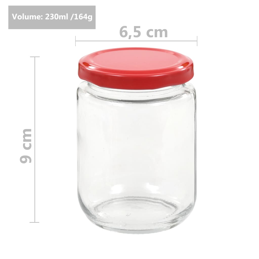 Jampotten met rode deksels 48 st 230 ml glas