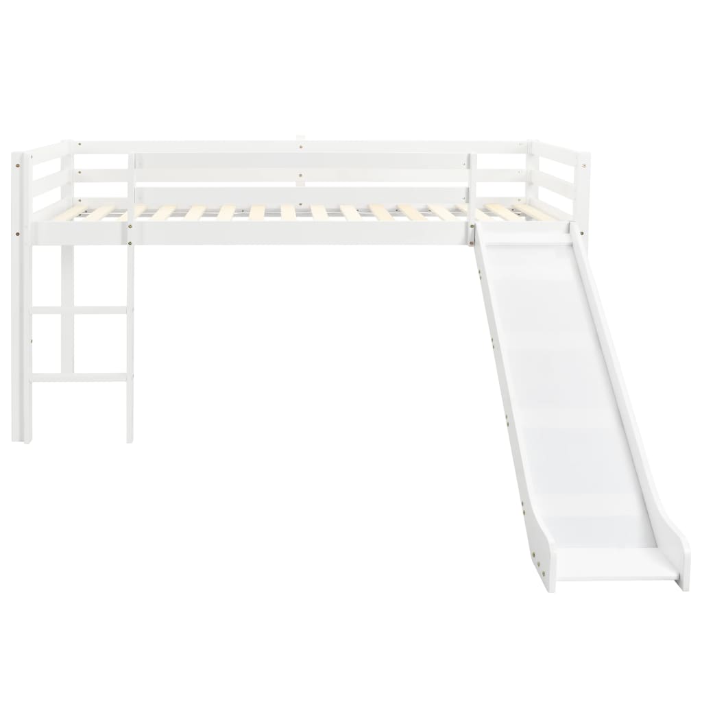 Kinderhoogslaper met glijbaan en ladder grenenhout 97x208 cm