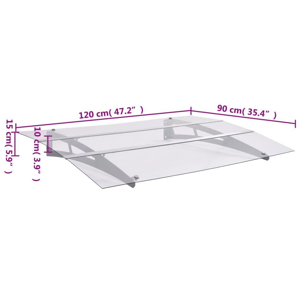 Deurluifel 120x90 cm polycarbonaat zilverkleurig en transparant