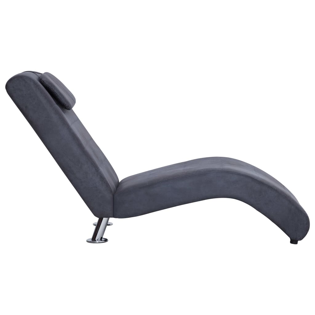 Chaise longue met kussen kunstsuède bruin