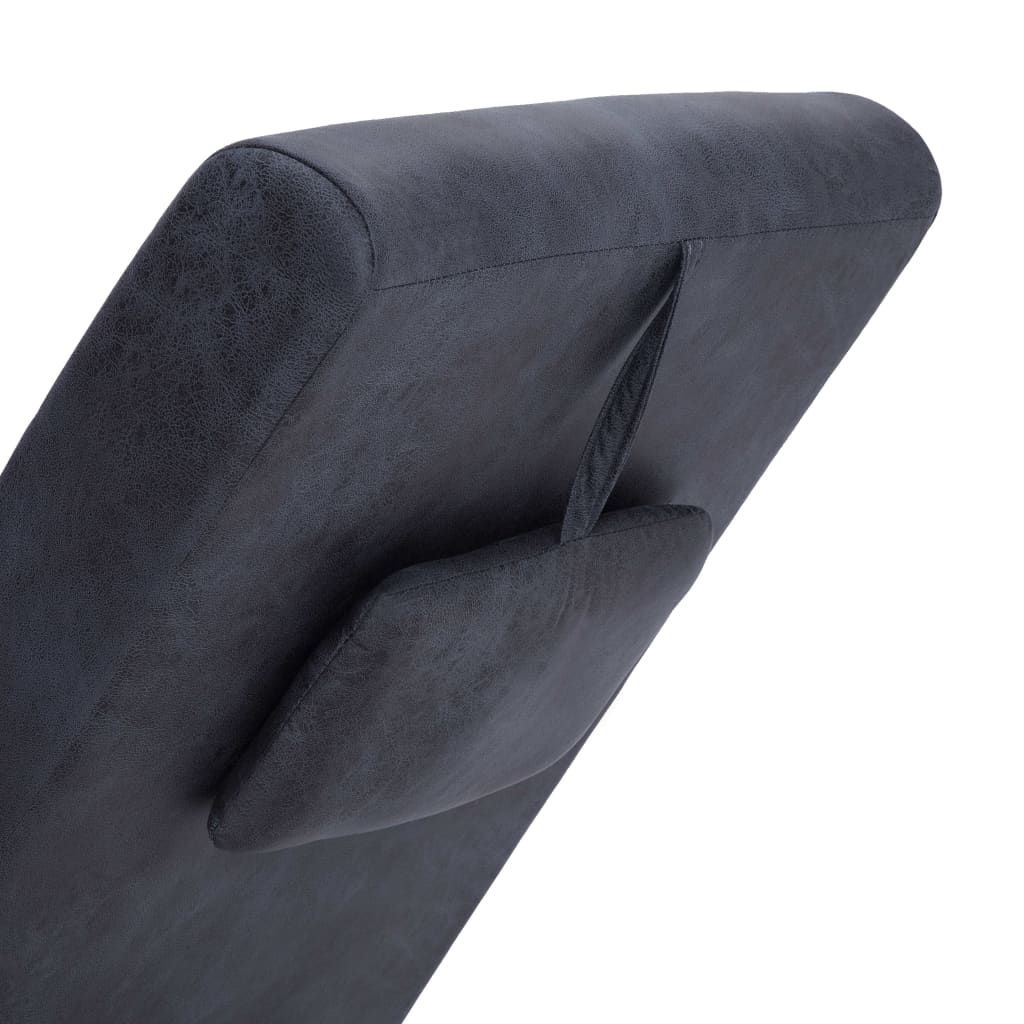 Chaise longue met kussen kunstsuède bruin