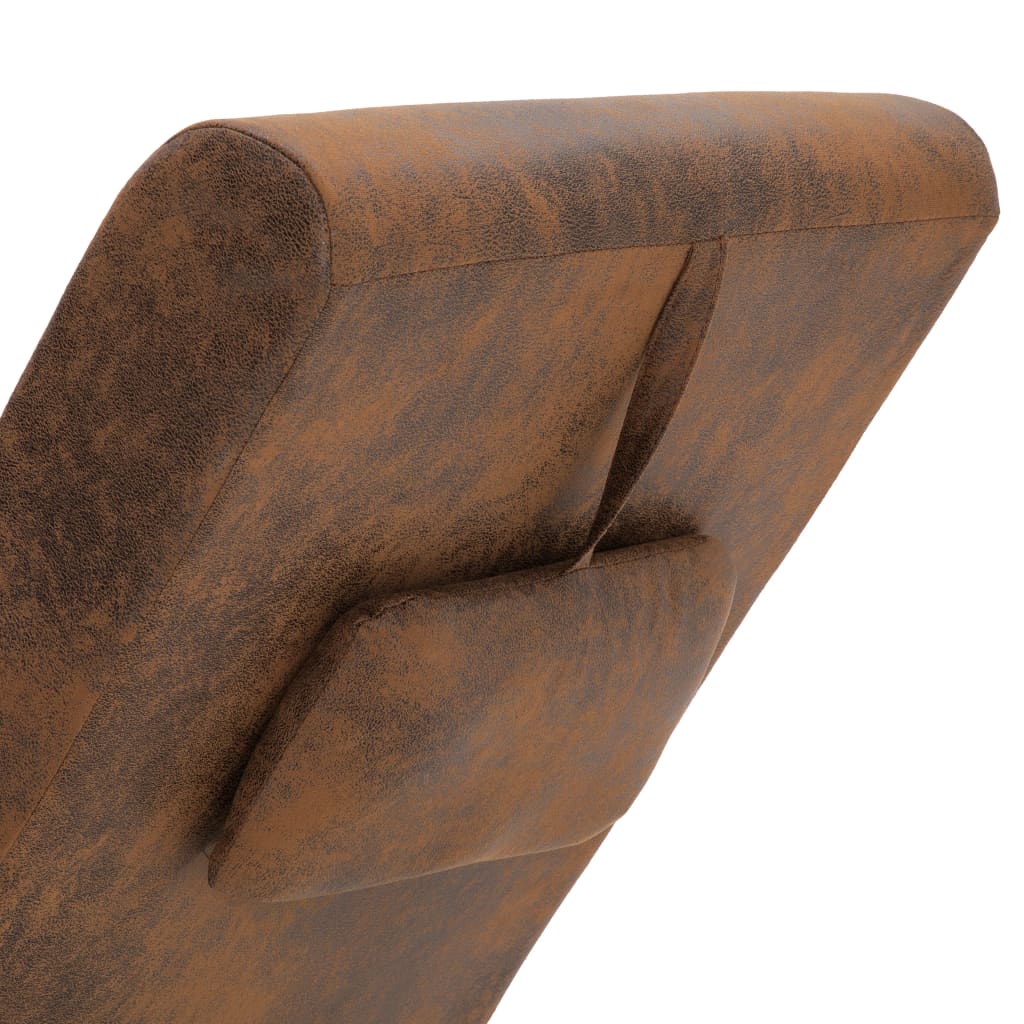 Massage chaise longue met kussen kunstsuède bruin