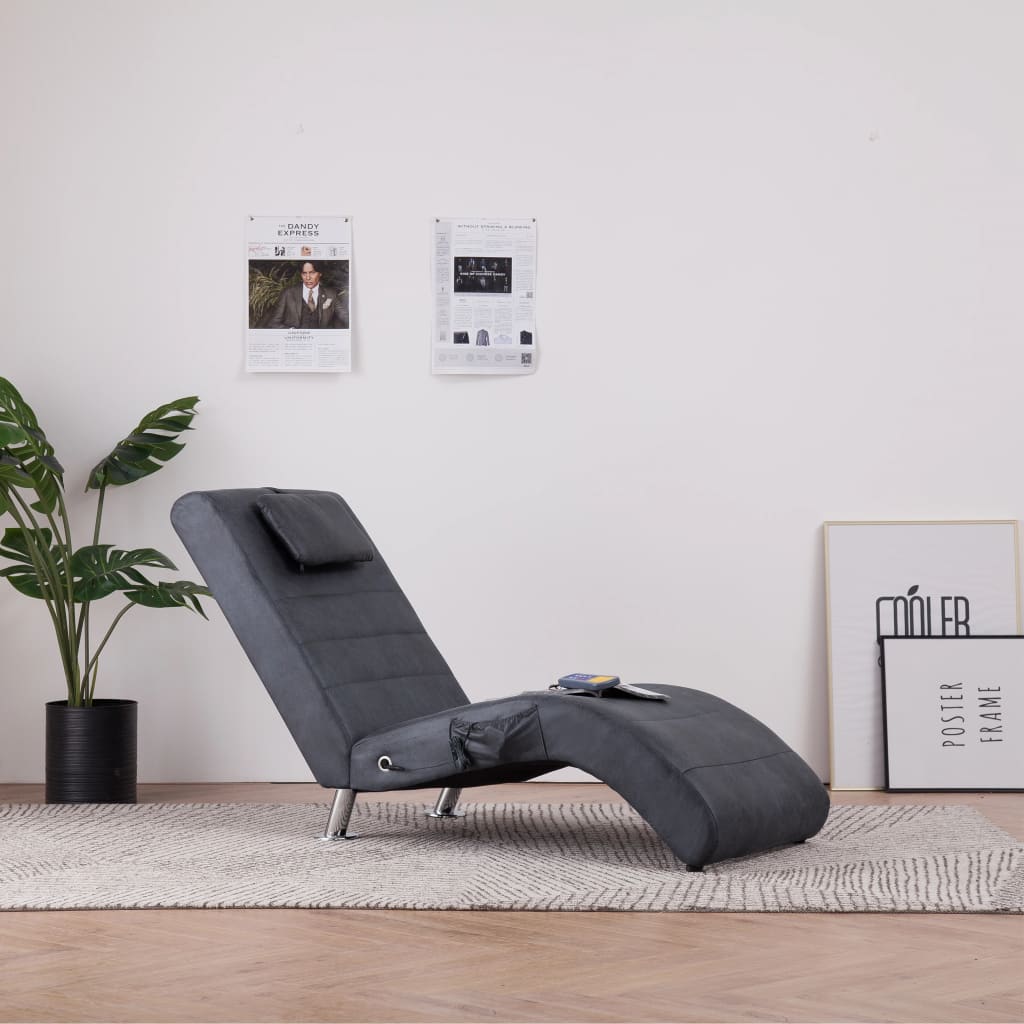 Massage chaise longue met kussen kunstsuède