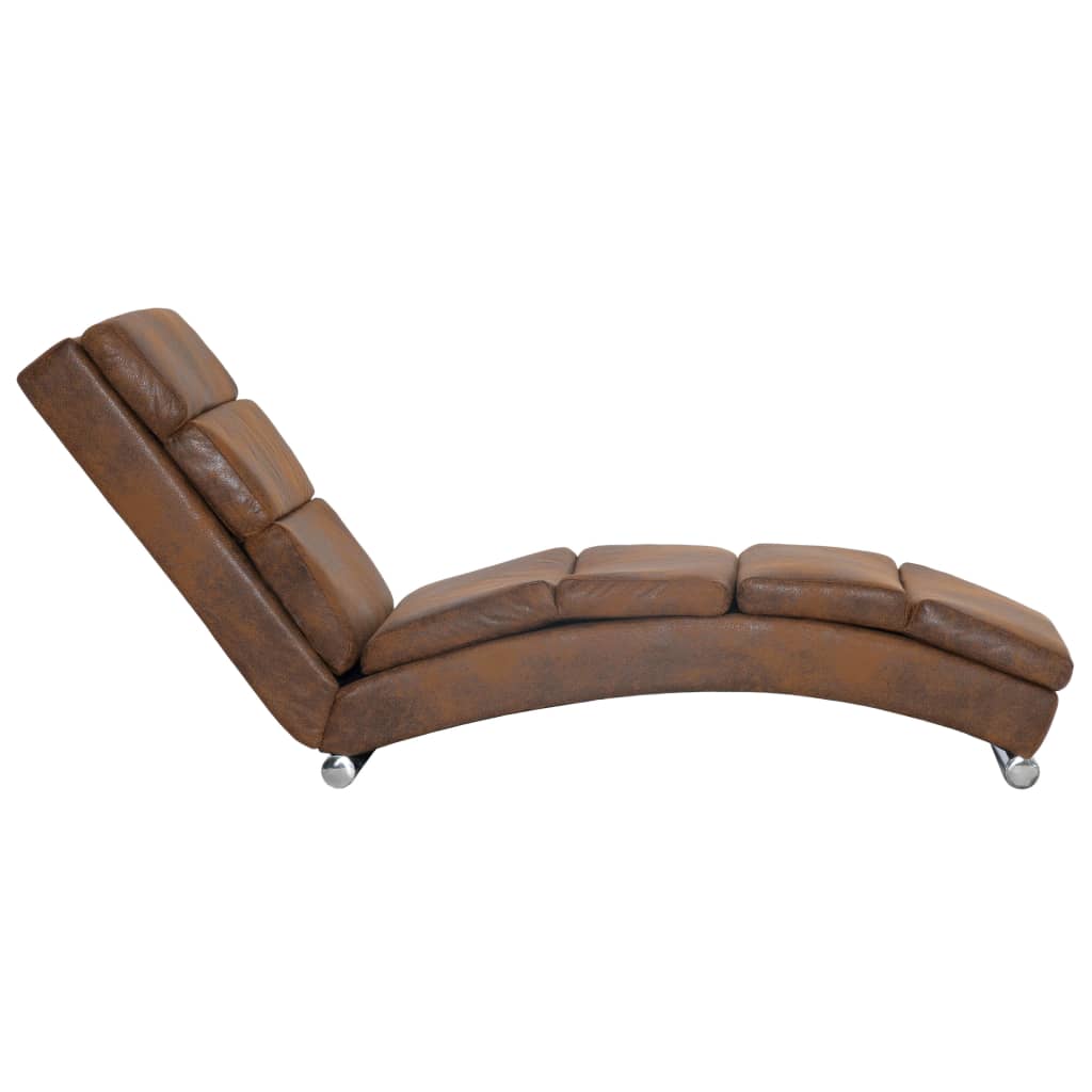 Chaise longue kunstsuède grijs