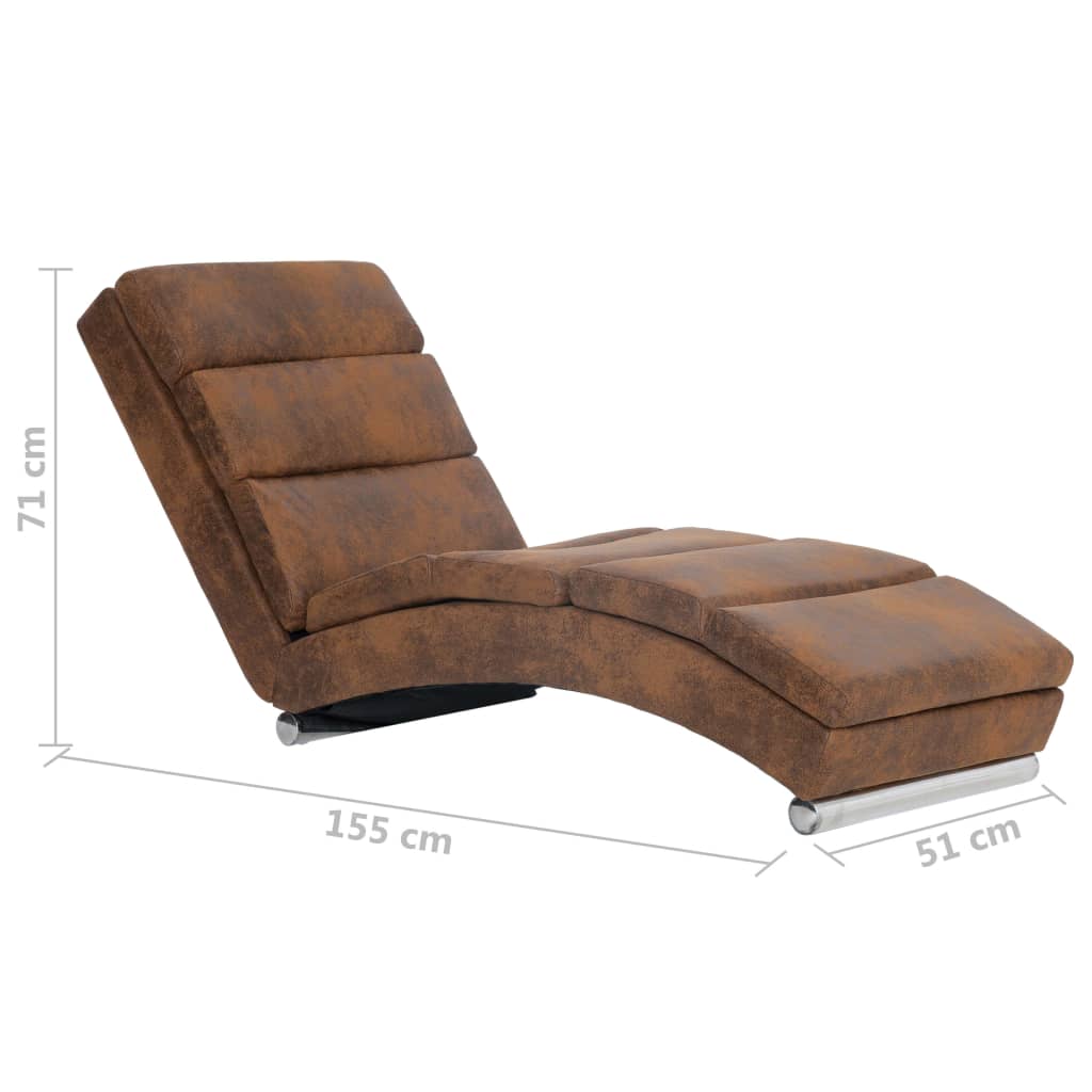 Chaise longue kunstsuède grijs