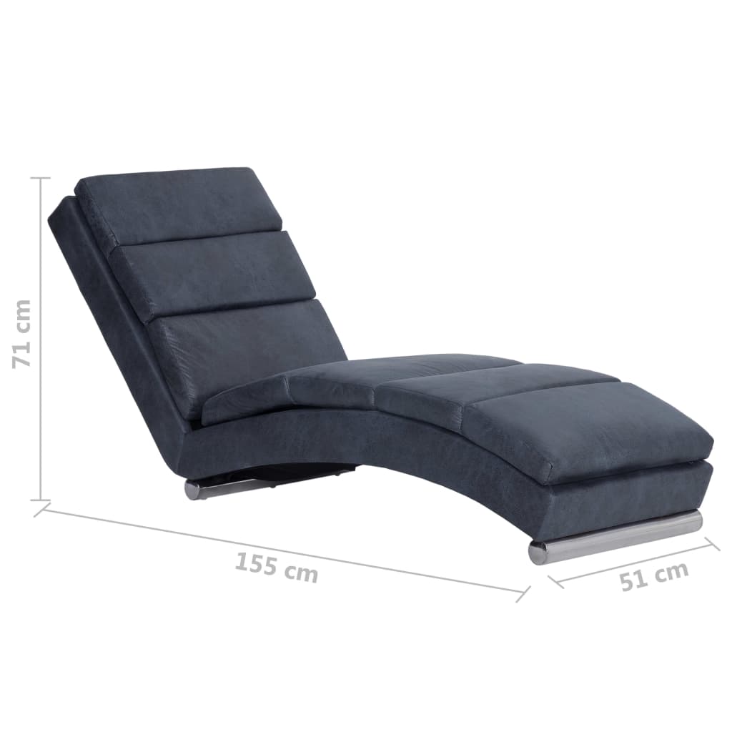 Chaise longue kunstsuède grijs