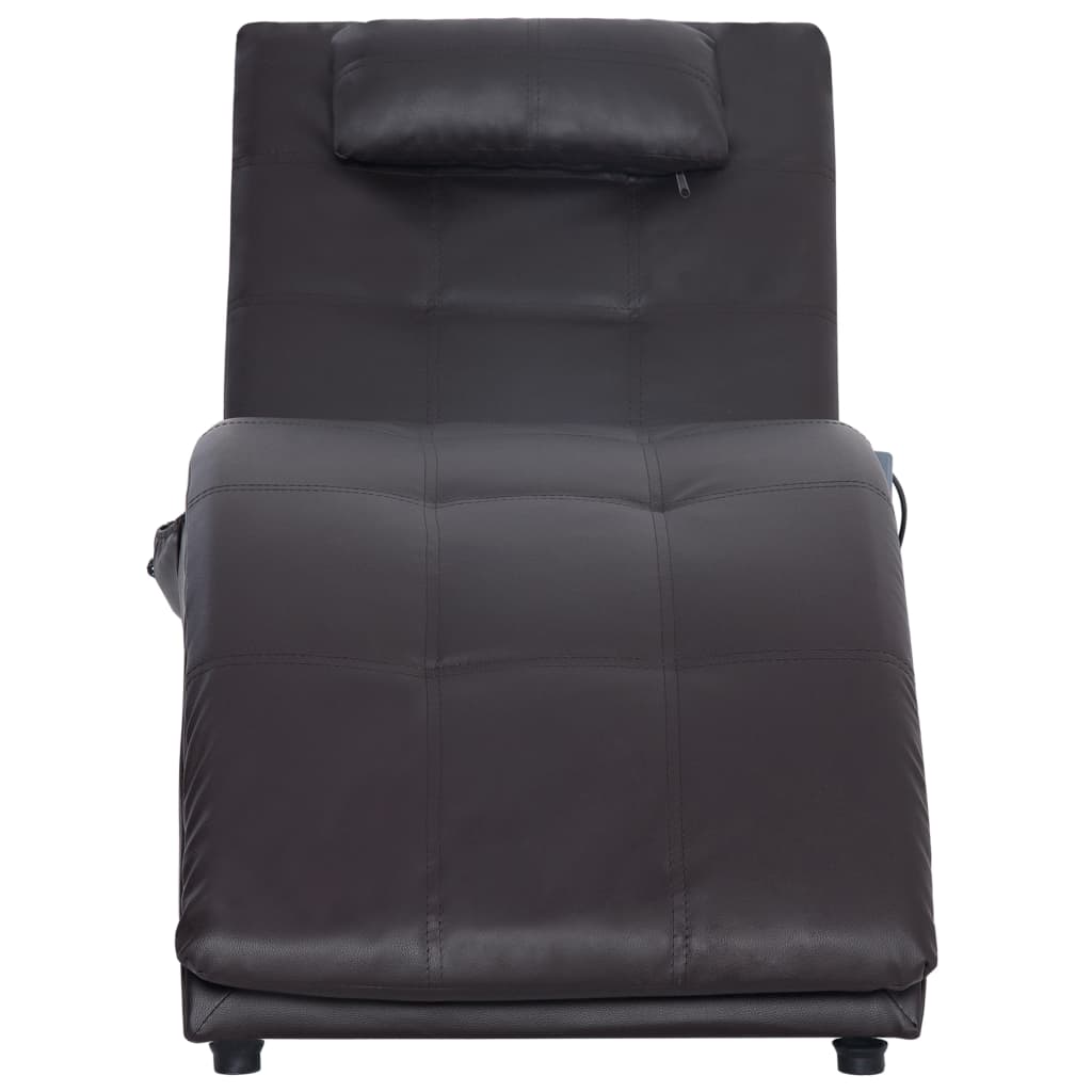 Massage chaise longue met kussen kunstleer bruin