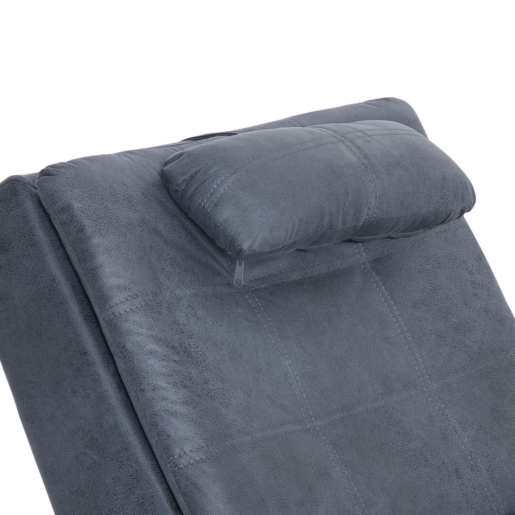 Massage chaise longue met kussen kunstsuède grijs