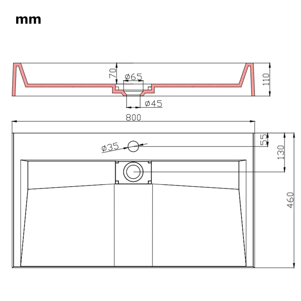 Wastafel 59,3x35,1x10,7 cm mineraal gegoten/marmer gegoten wit