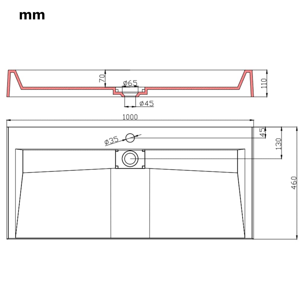 Wastafel 59,3x35,1x10,7 cm mineraal gegoten/marmer gegoten wit