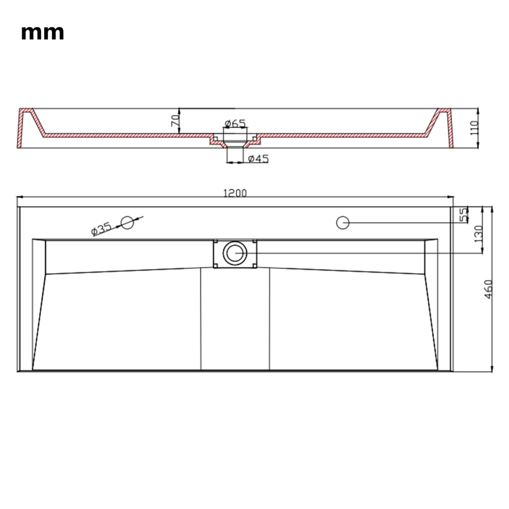 Wastafel 59,3x35,1x10,7 cm mineraal gegoten/marmer gegoten wit