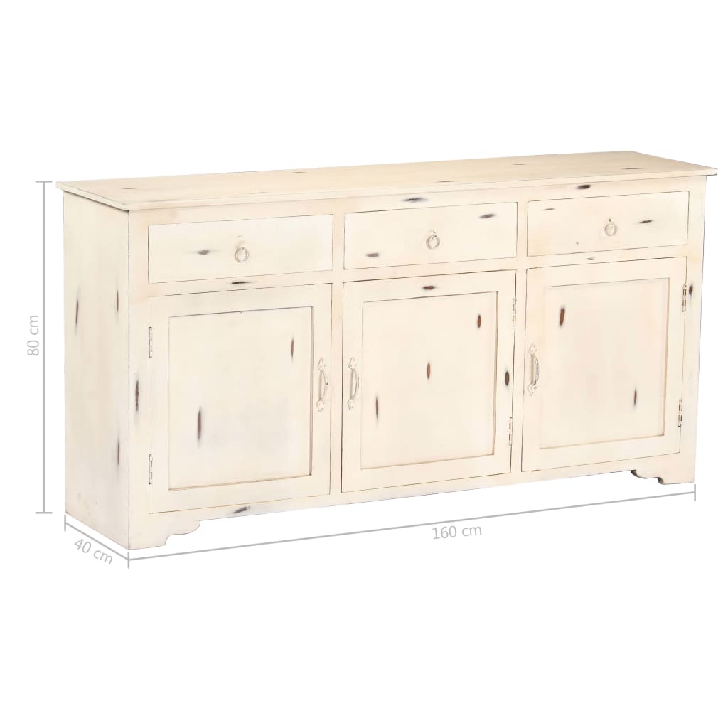 Dressoir 160x40x80 cm massief mangohout wit