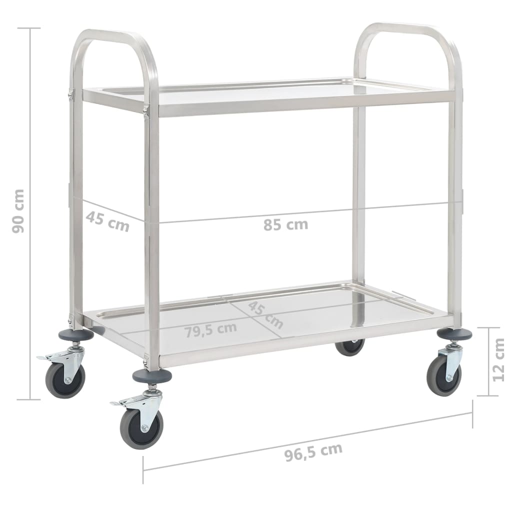 Keukentrolley 2-laags 95x45x83,5 cm roestvrij staal