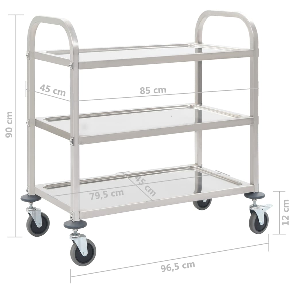 Keukentrolley 2-laags 95x45x83,5 cm roestvrij staal