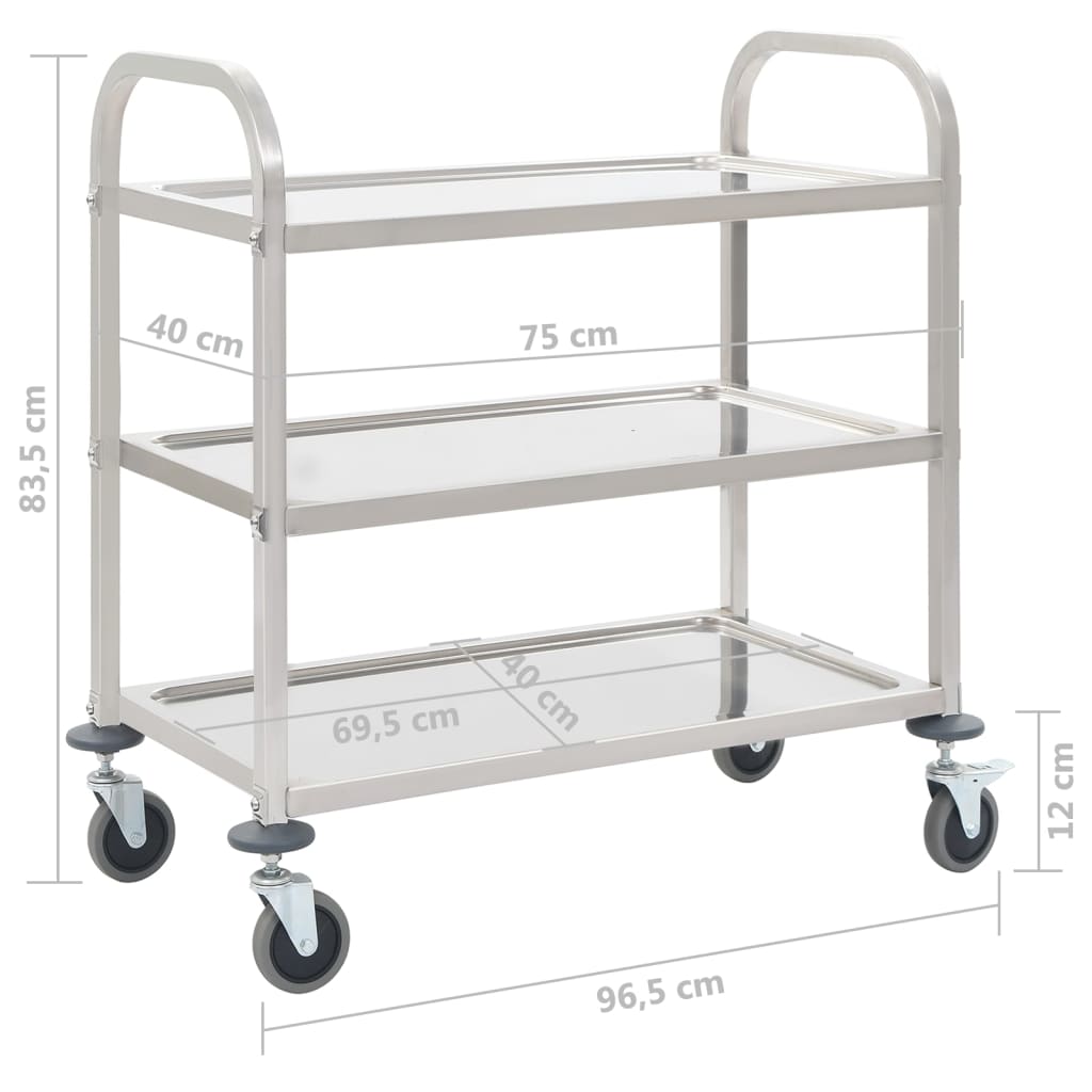 Keukentrolley 2-laags 95x45x83,5 cm roestvrij staal