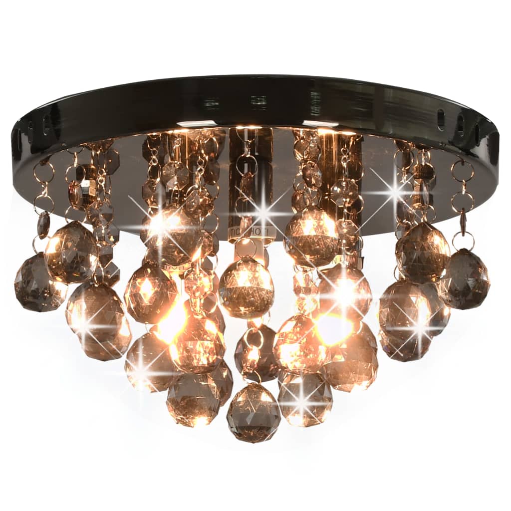 Plafondlamp met smoky kralen rond G9