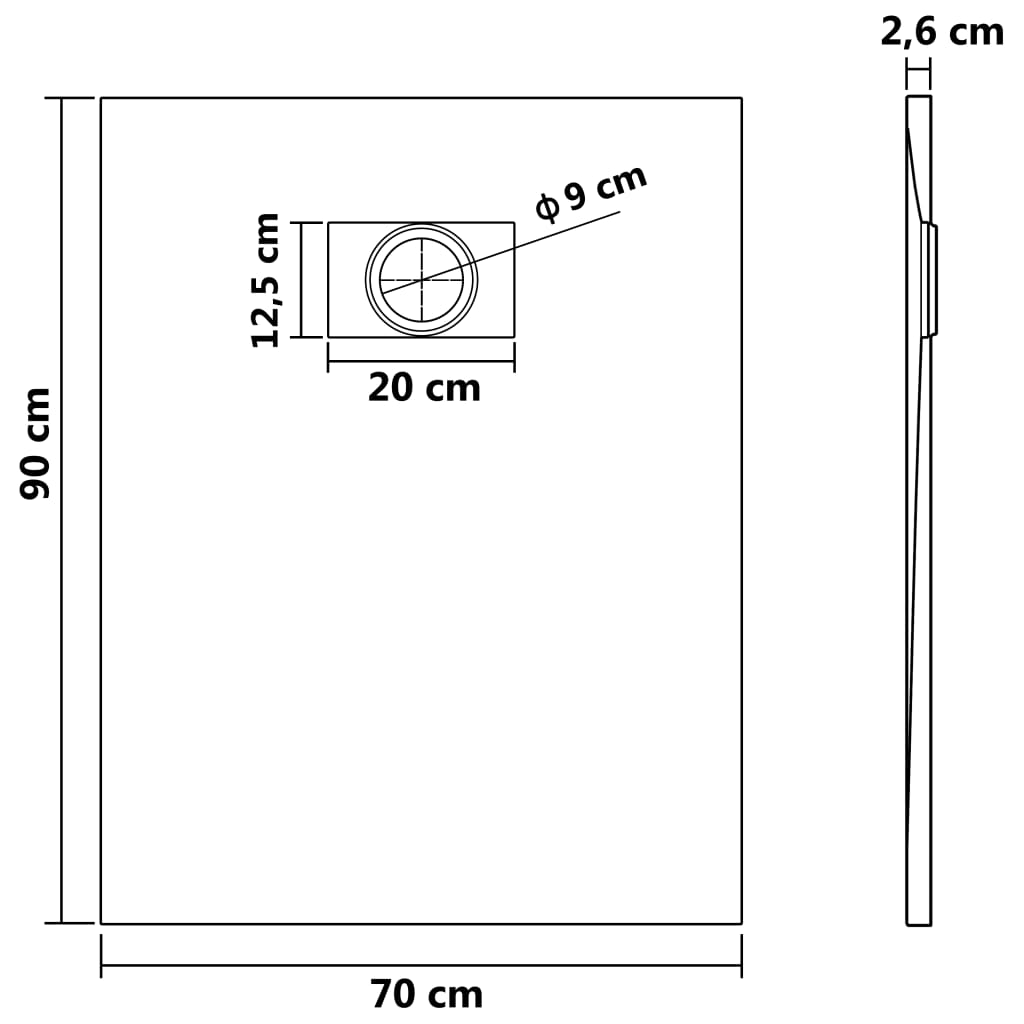 Douchebak 100x80 cm SMC