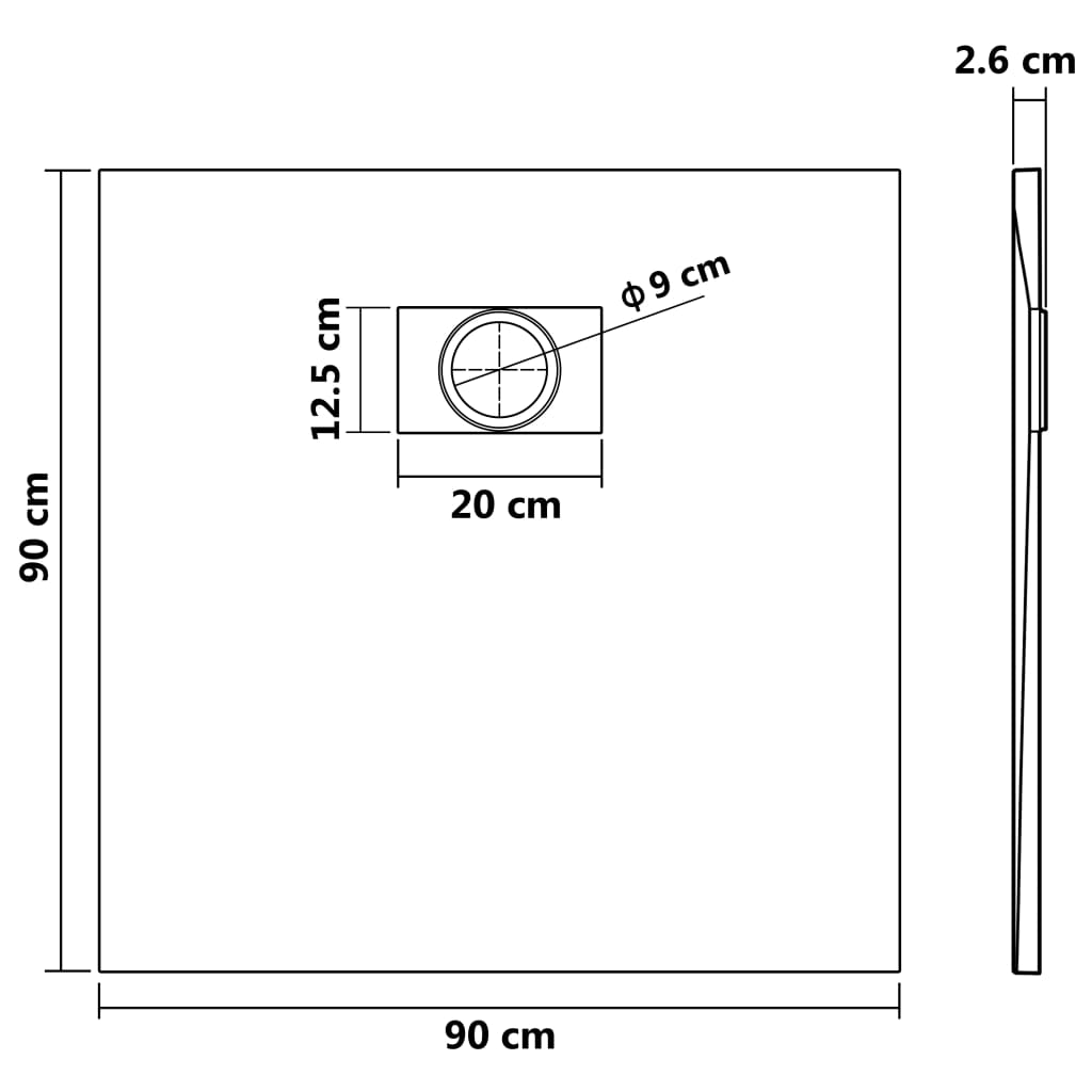 Douchebak 100x80 cm SMC