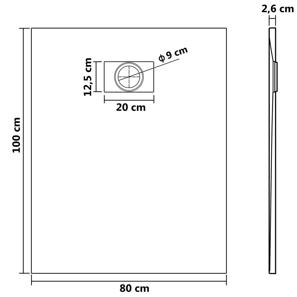 Douchebak 100x80 cm SMC