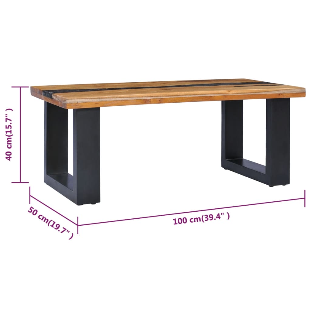 Salontafel 100x50x40 cm massief teakhout en polyresin