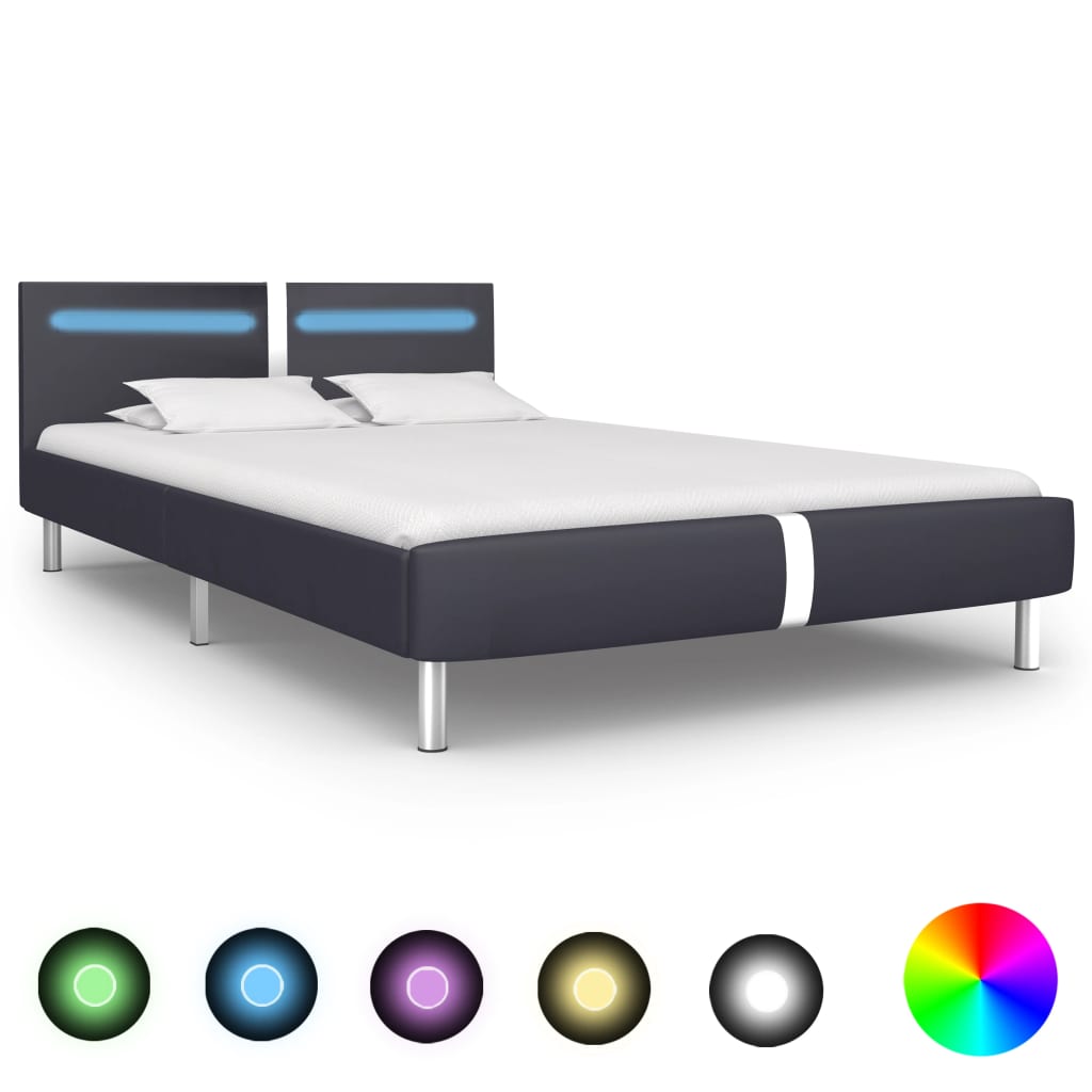 Bedframe met LED kunstleer 140x200 cm