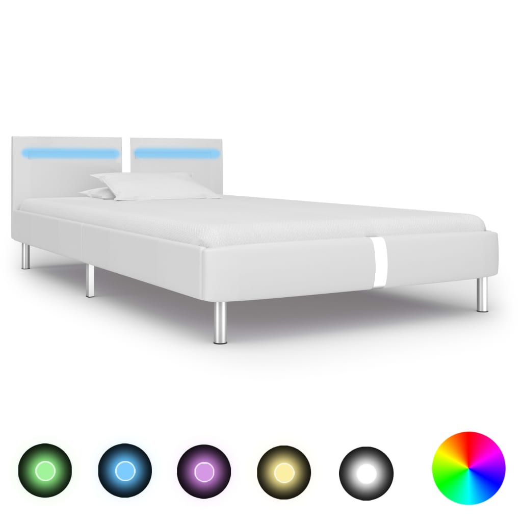 Bedframe met LED kunstleer 140x200 cm