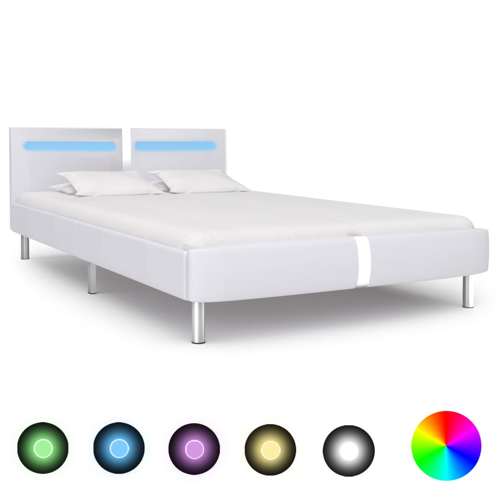 Bedframe met LED kunstleer 140x200 cm