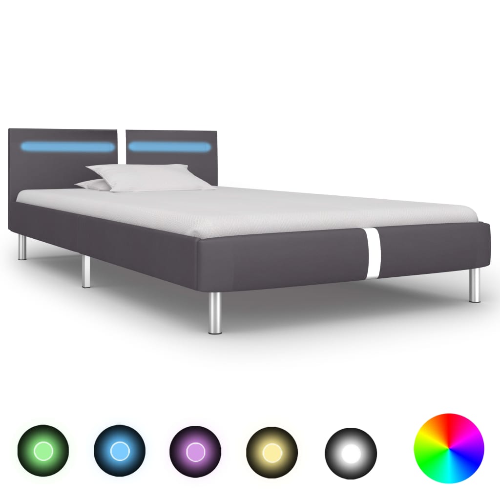 Bedframe met LED kunstleer 140x200 cm