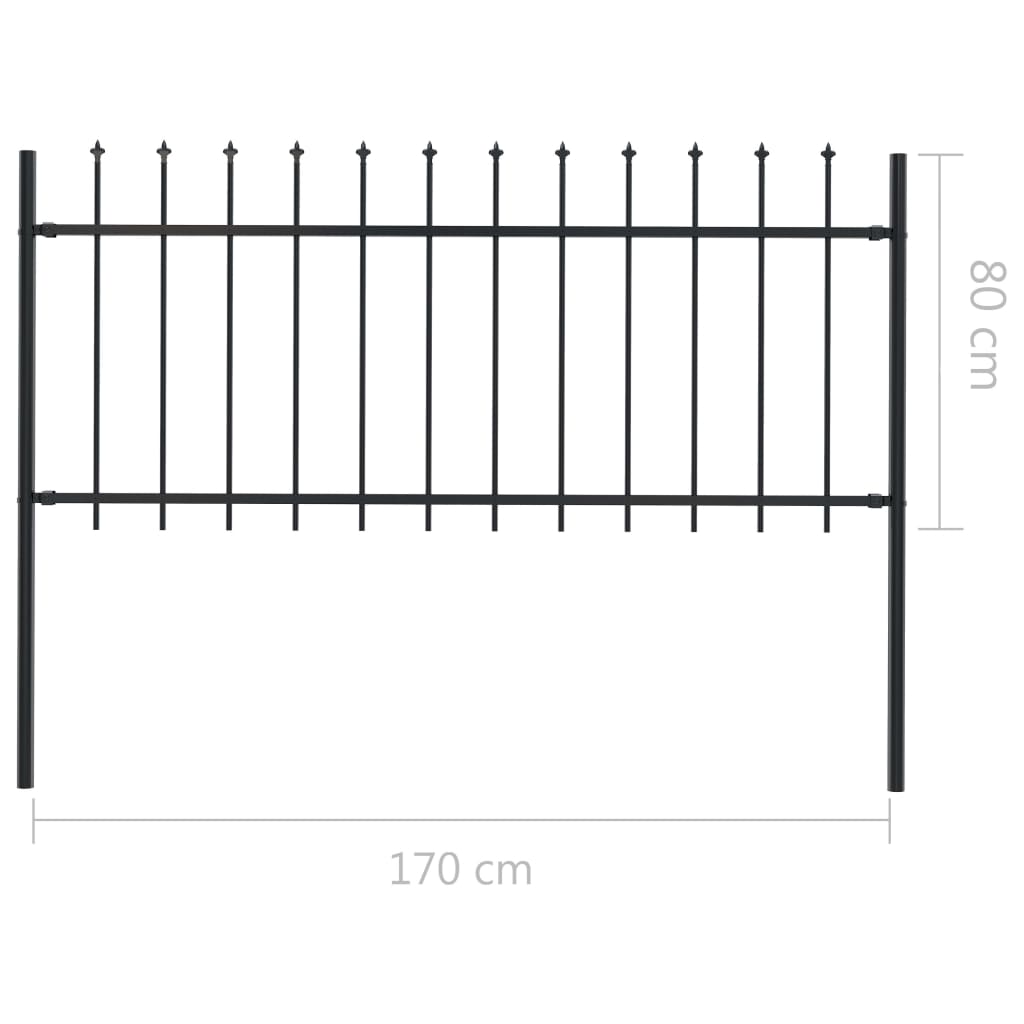 Tuinhek met speren bovenkant 17x0,6 m staal zwart