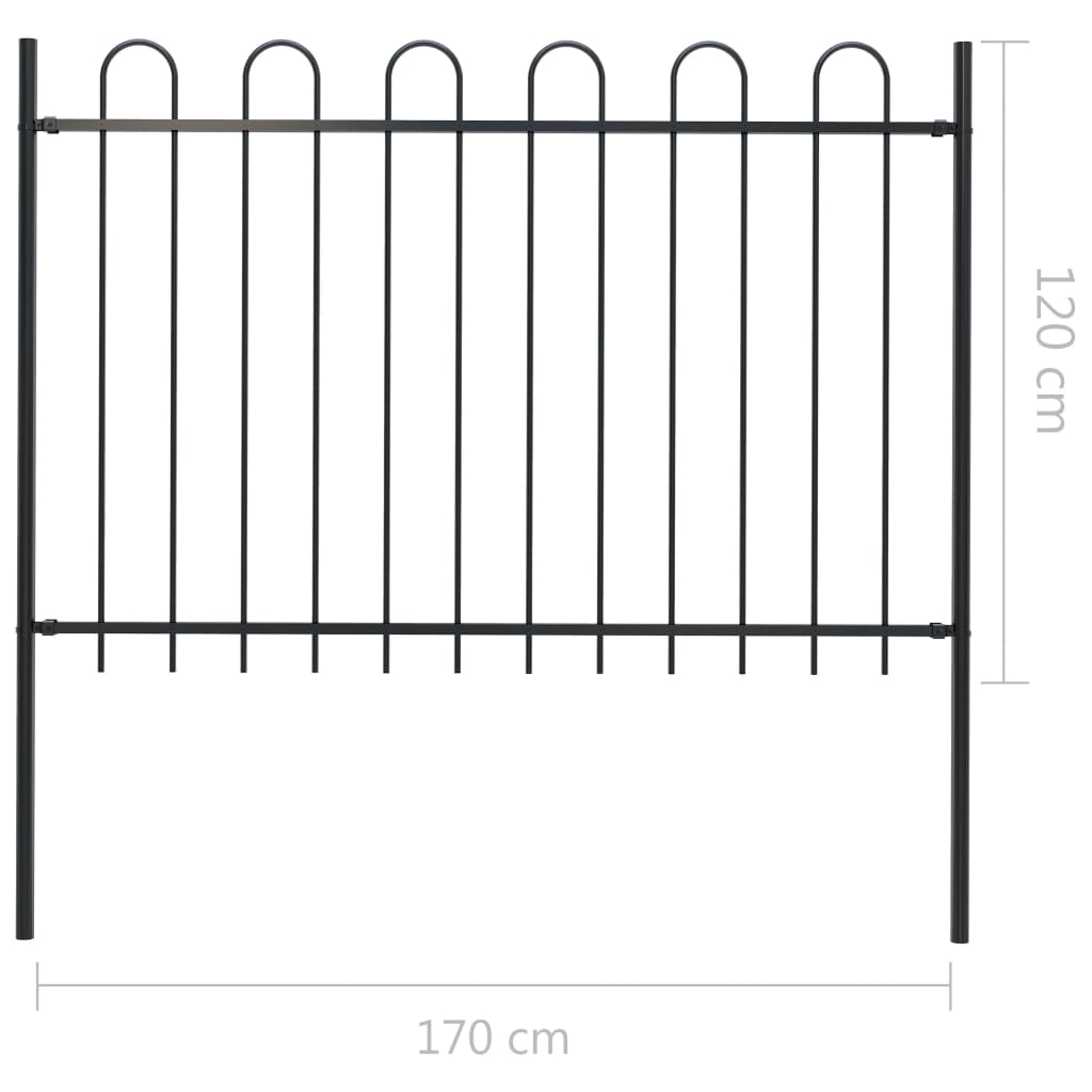 Tuinhek met ronde bovenkant 8,5x1,2 m staal zwart