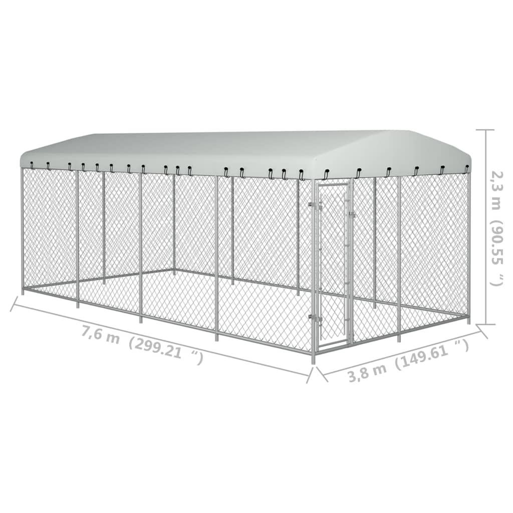 Hondenkennel voor buiten met dak 7,6x3,8x2,3 m